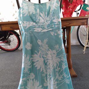 ANN TAYLOR spaghetti strap teal floral sundress